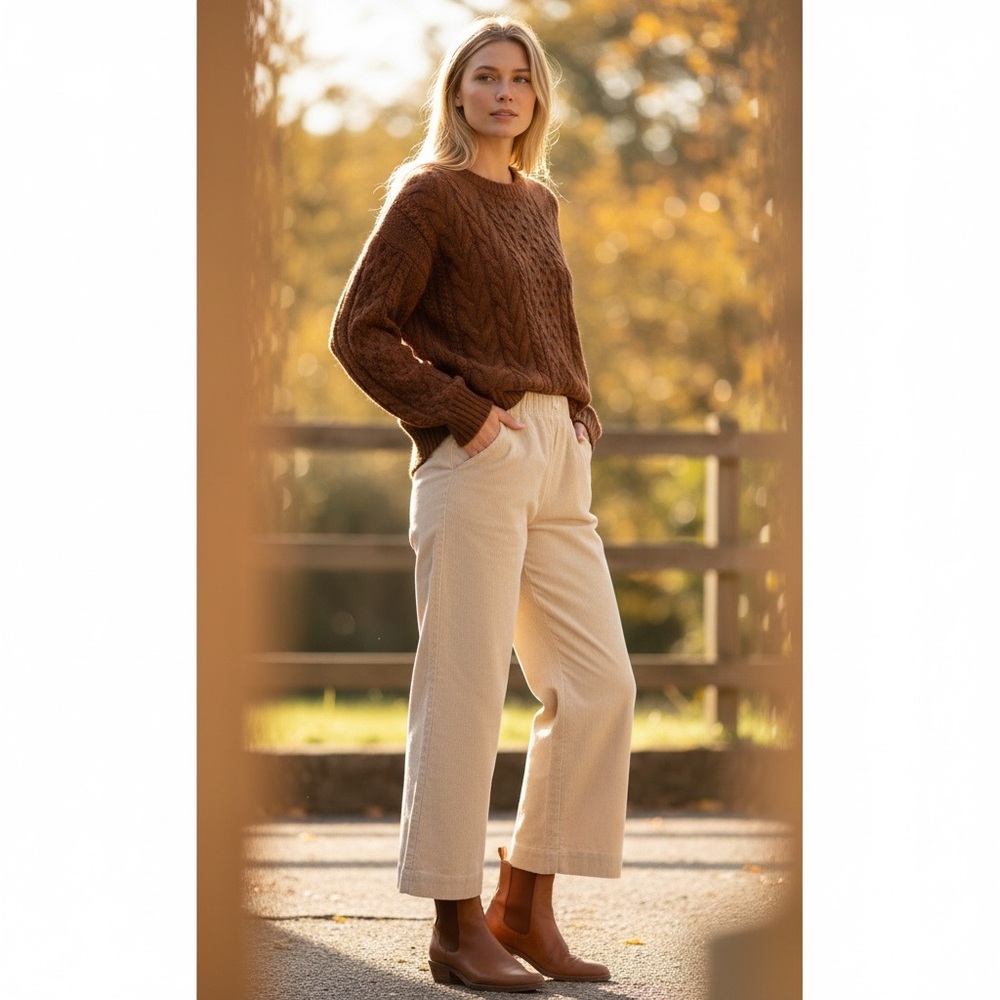 Trovata Birds of Paradis wide leg corduroy pants size S